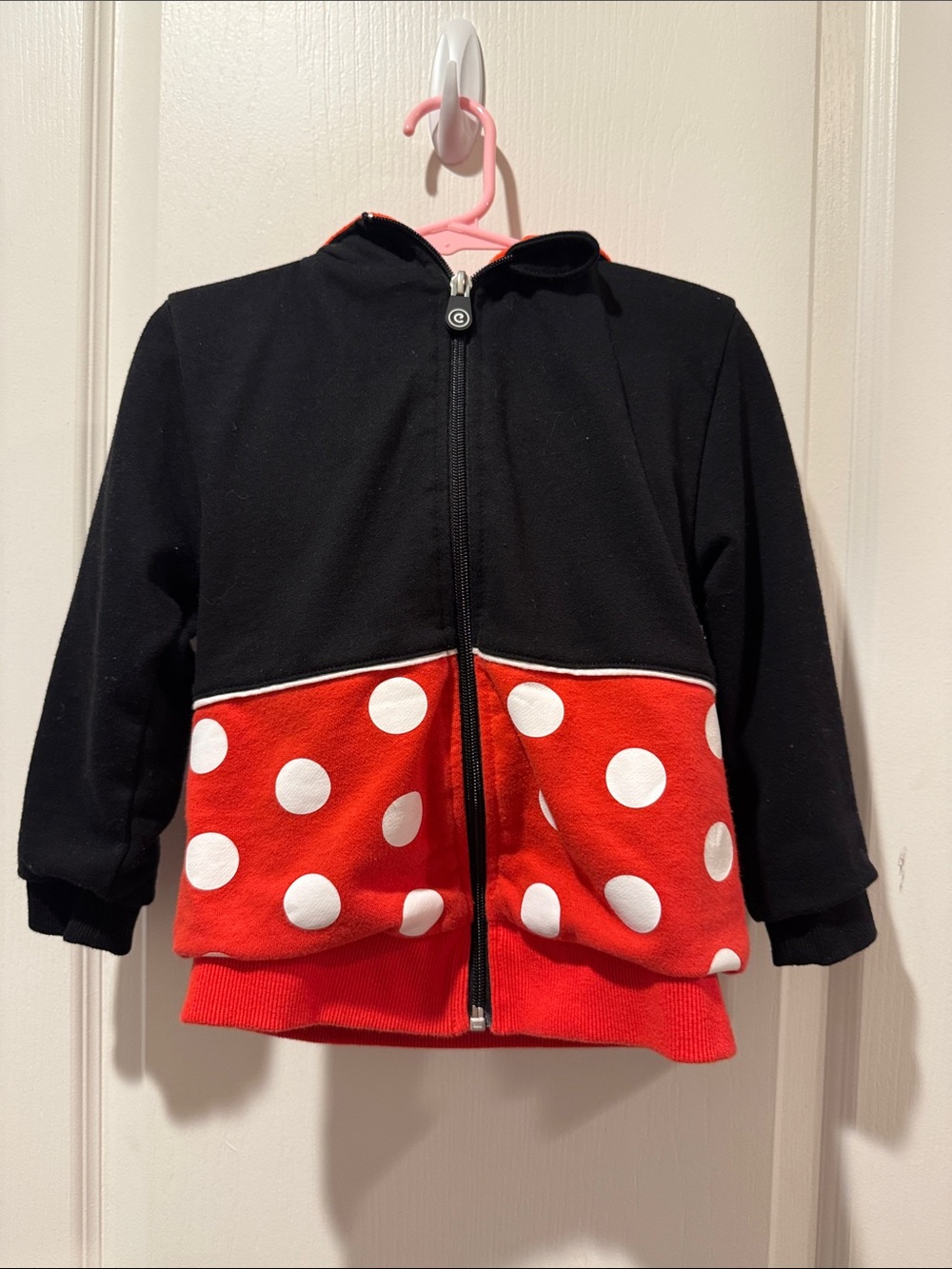 Disney Black and Red Polka Dot Zip-Up Hoodie